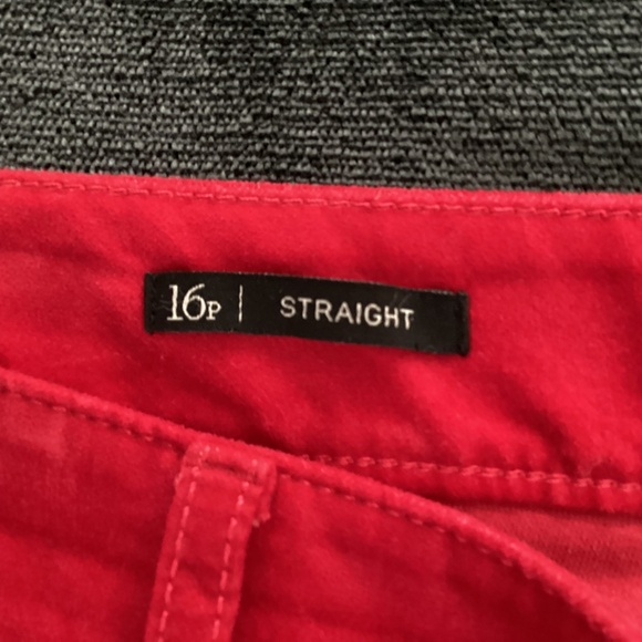 Talbot’s red velveteen pants, size 16p, straight leg pants - Picture 3 of 10